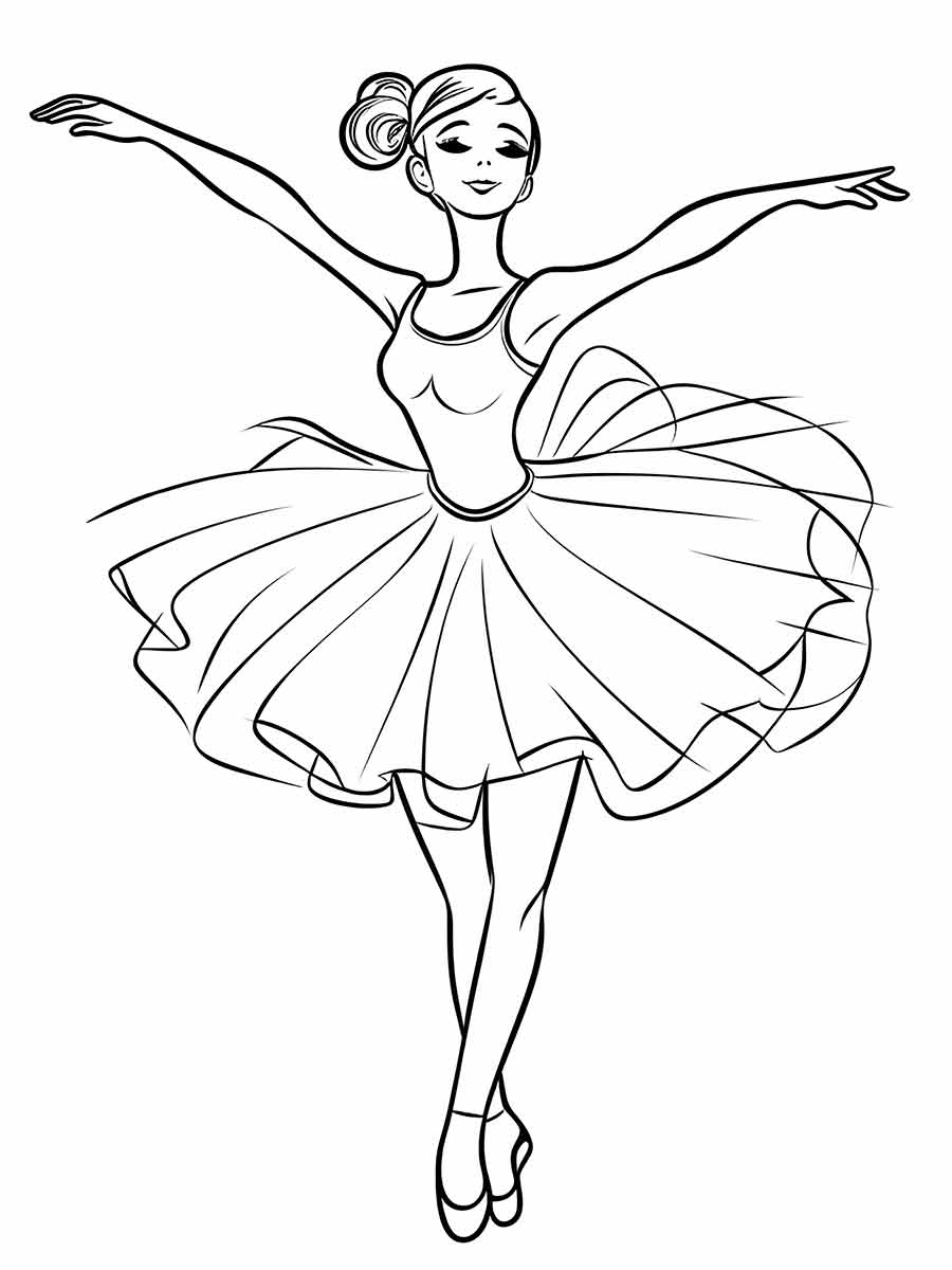 Girl dancing coloring page 2.