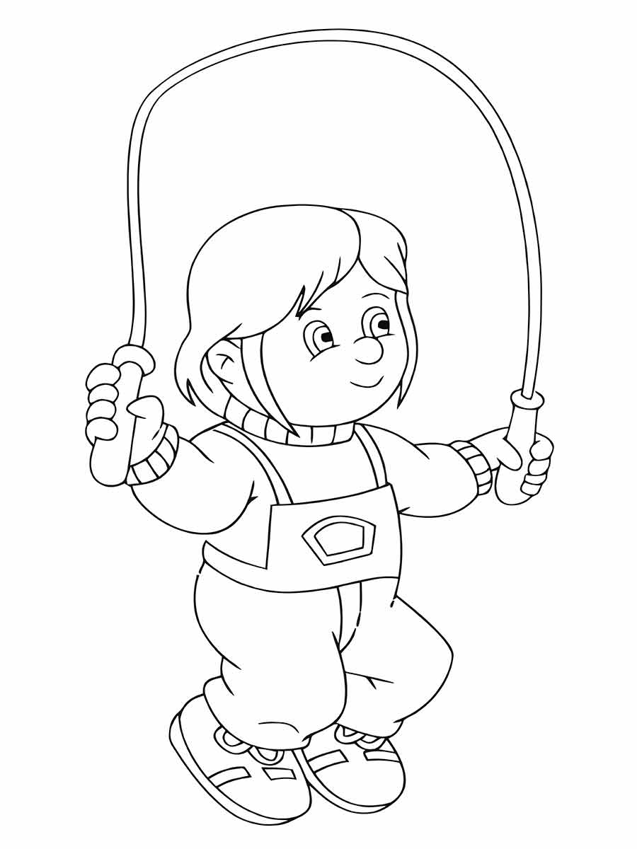 Girl jumping rope coloring page 1.