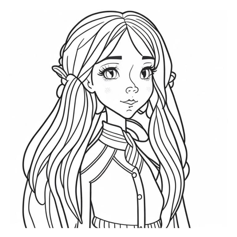 Girl outline coloring page.