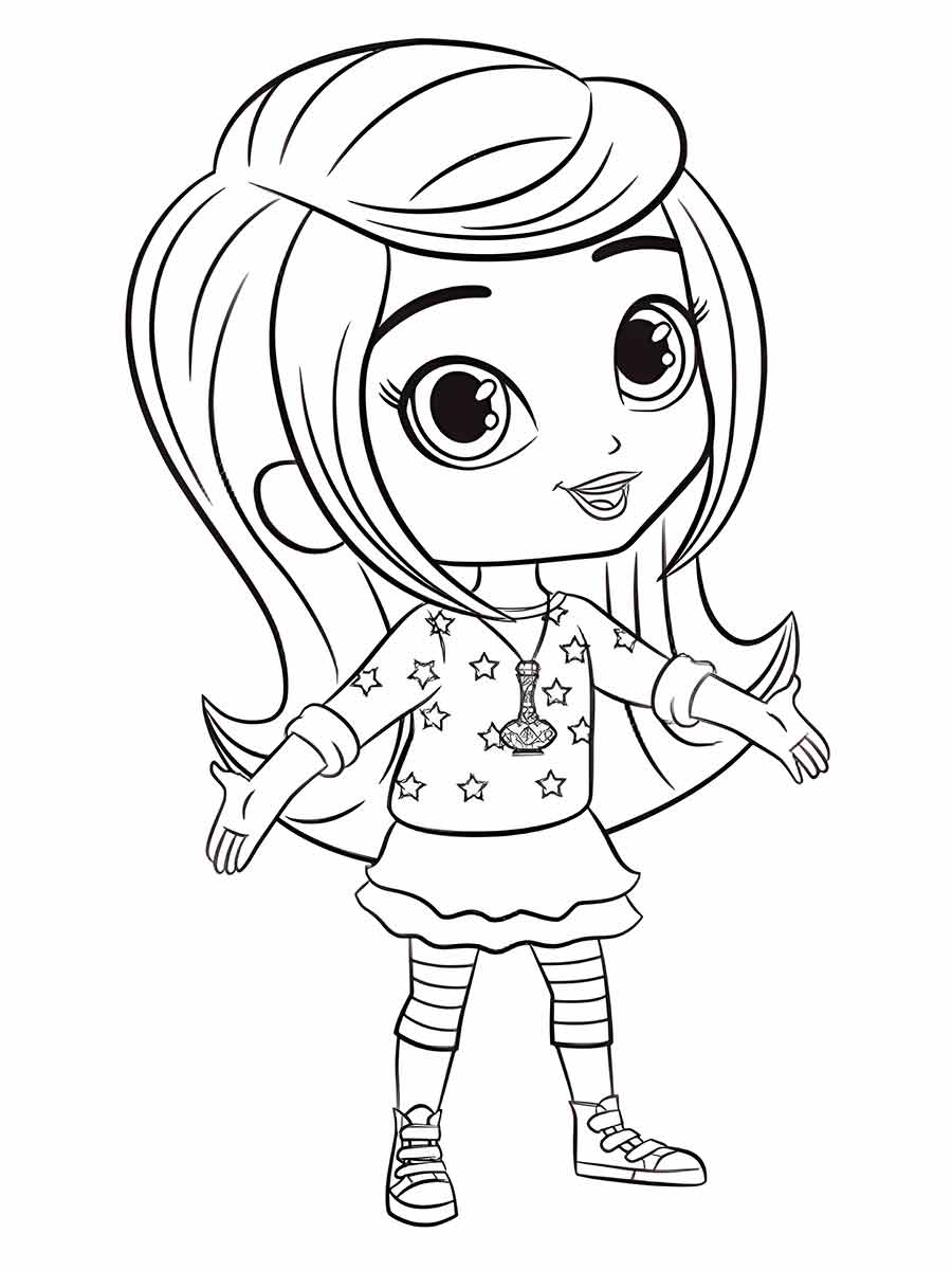 Girl with arms open coloring page.