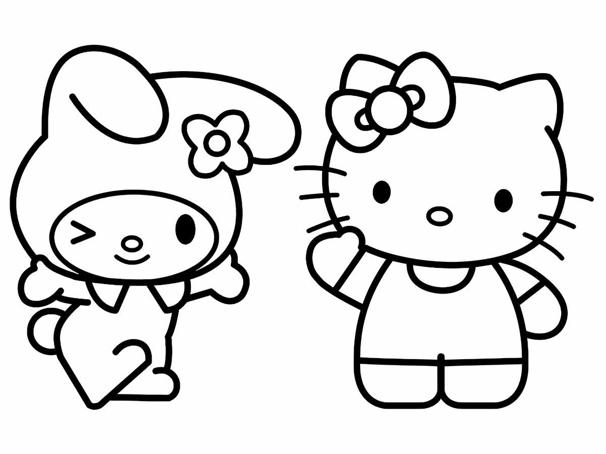 Girl with Hello Kitty coloring page.