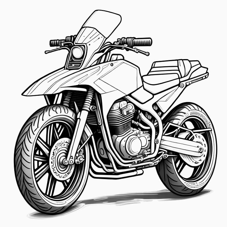 GP motorcycle coloring page, ready for kids to color.