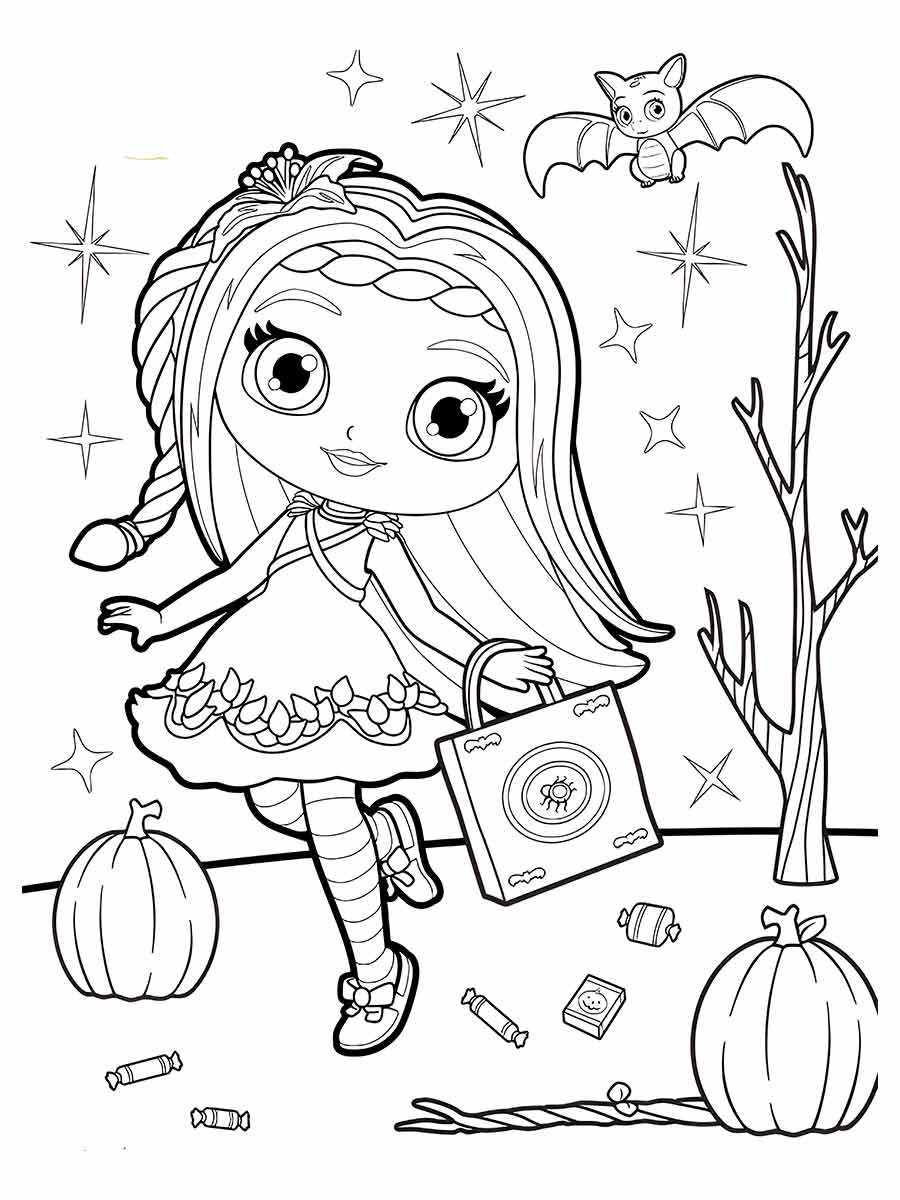 Halloween girl coloring page.