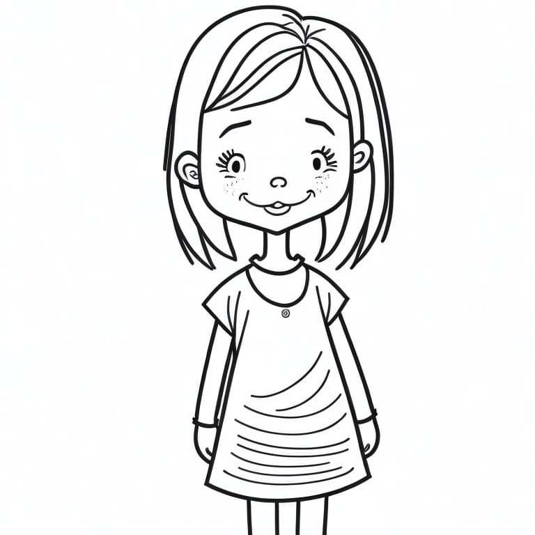 Happy girl coloring page.