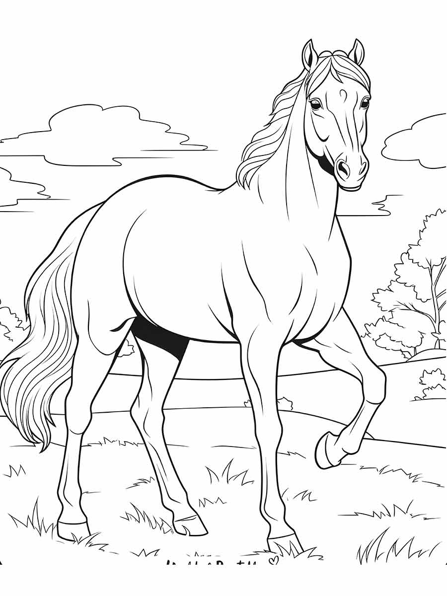 Horse Coloring Page for Schools