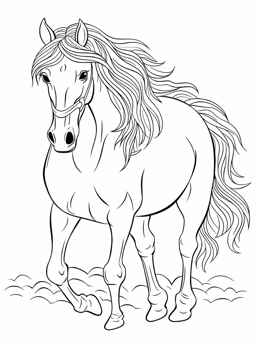 Horse with Long Hair Coloring Page