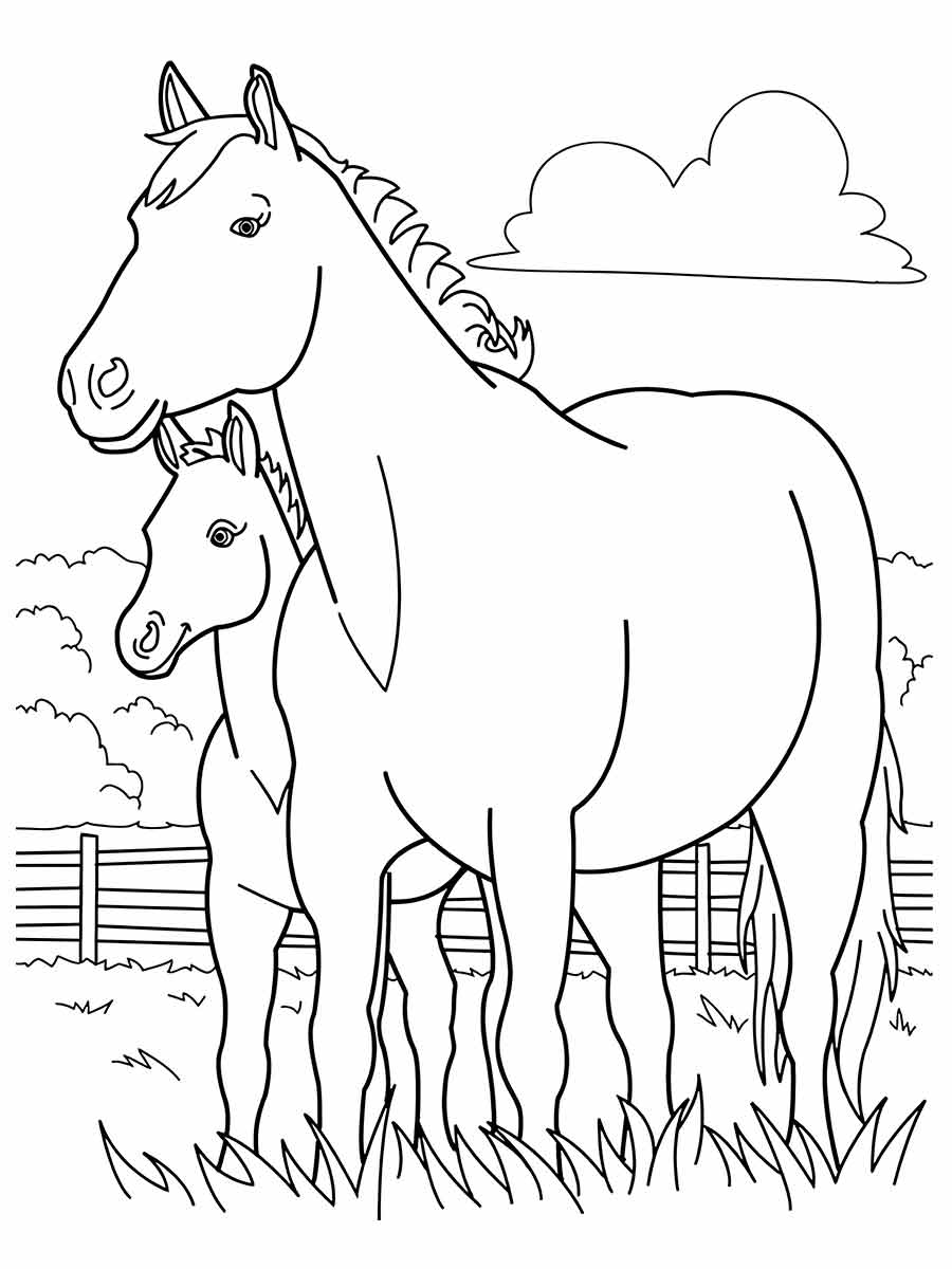 Horses Coloring Page