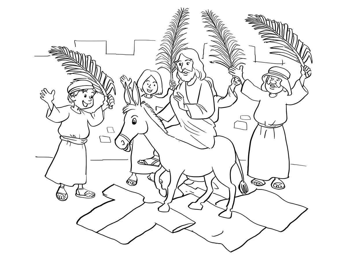 Jesus on Palm Sunday Coloring Page