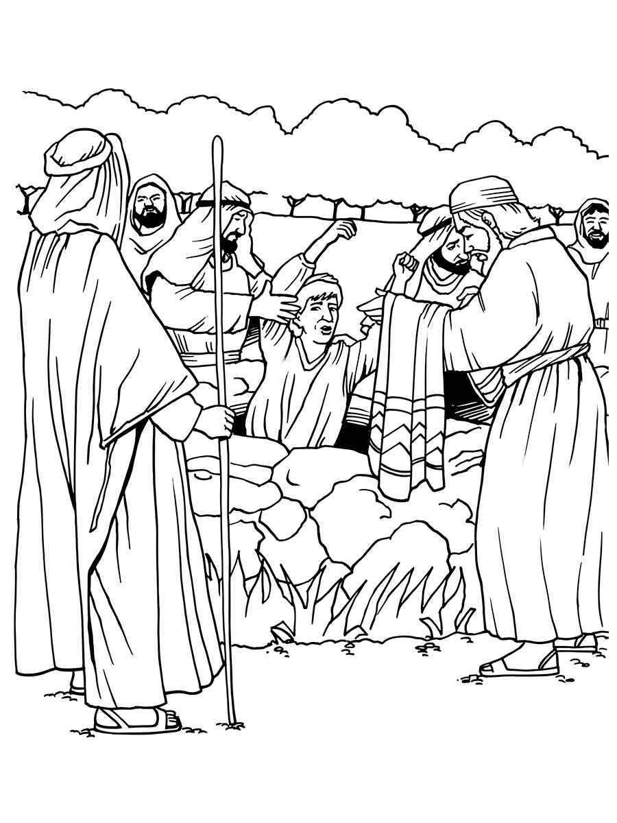 Joseph of Egypt Lifted from the Pit Coloring Page