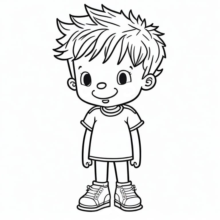 Kawaii boy coloring page