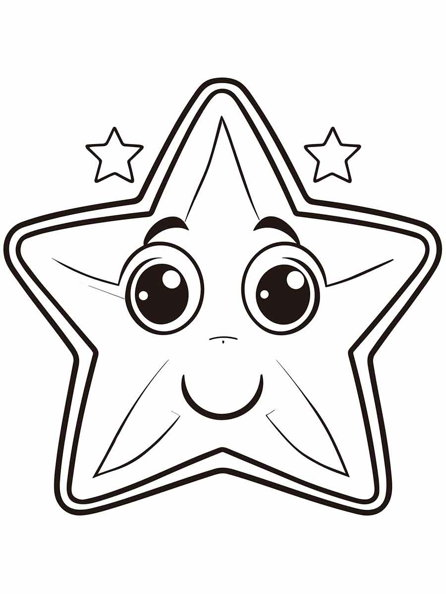 Kawaii happy star coloring page