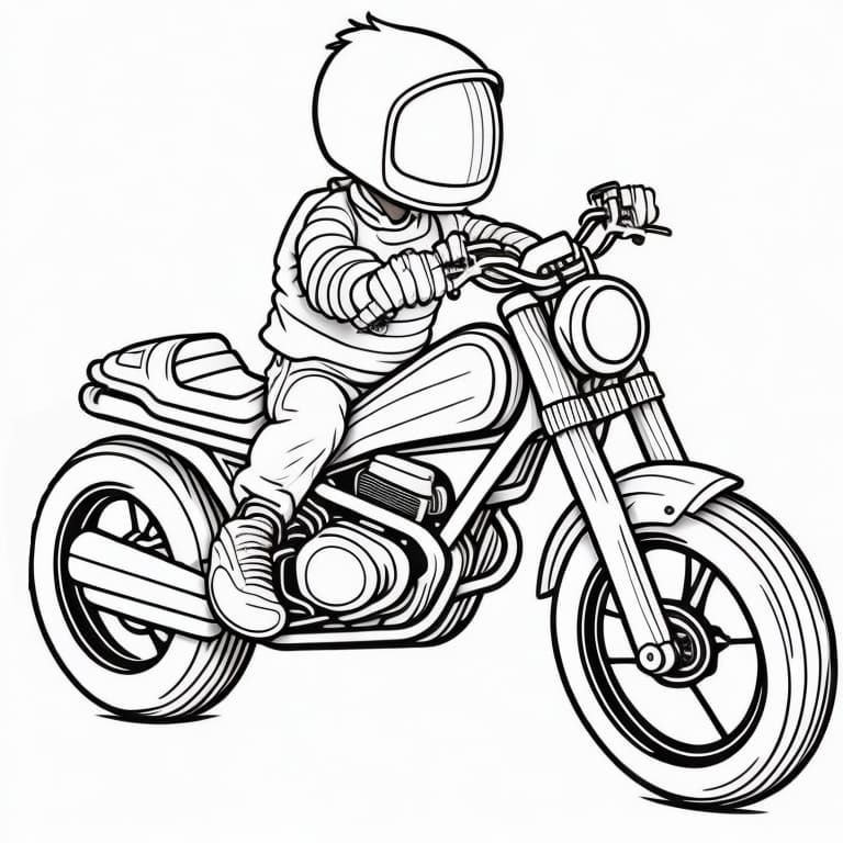 Coloring page of a kids' motorcycle, perfect for younger children to color.