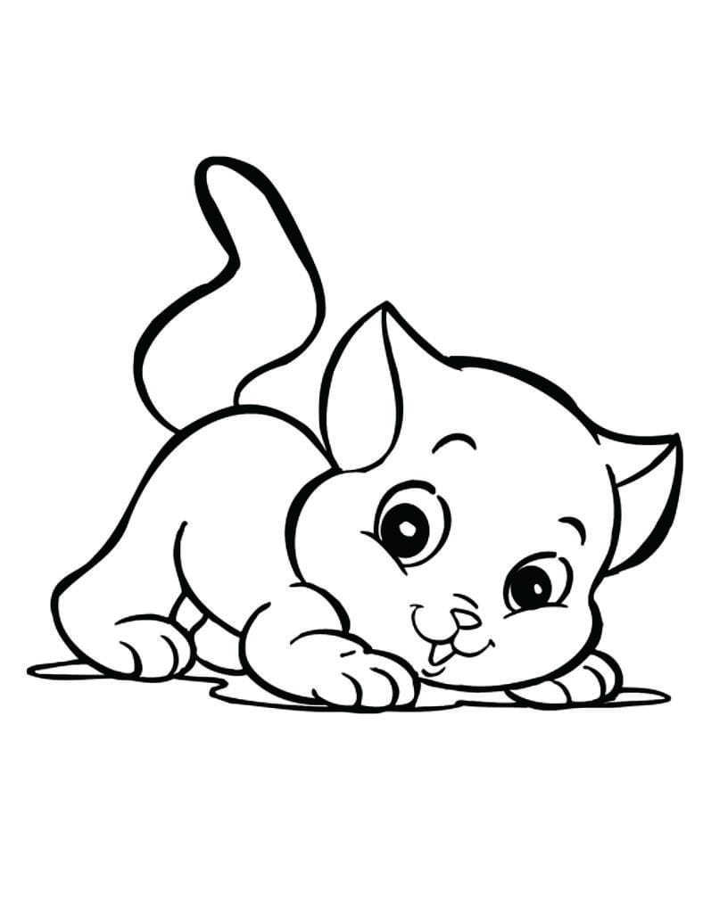 Coloring page of a cute cat ready to be painted.