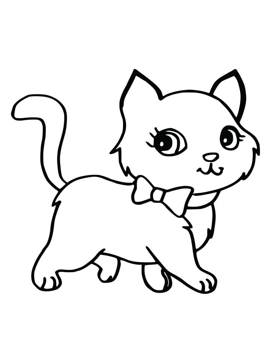 Easy coloring page of a cat to color and print.