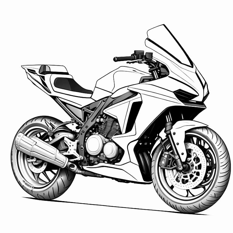 Large motorcycle coloring page, perfect for kids to color.