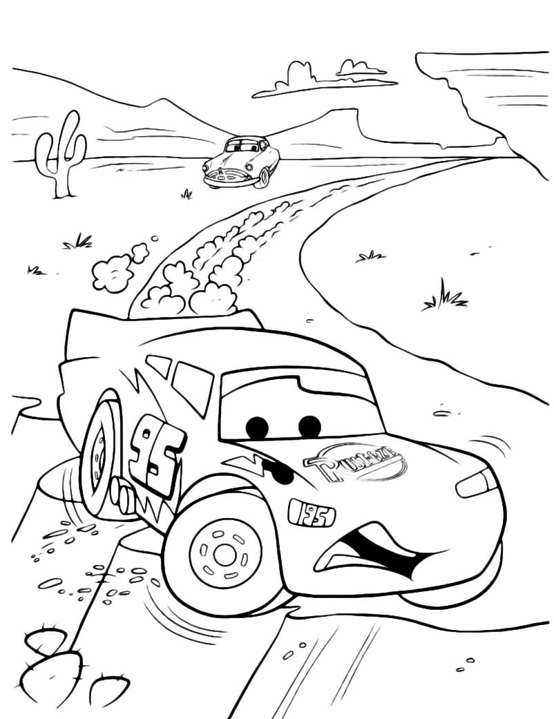 Lightning McQueen coloring page.