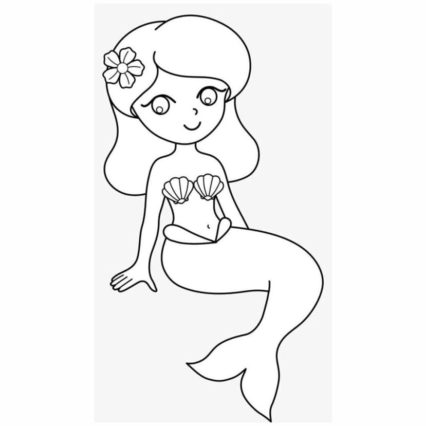 Fun mermaid drawing for kids to color.