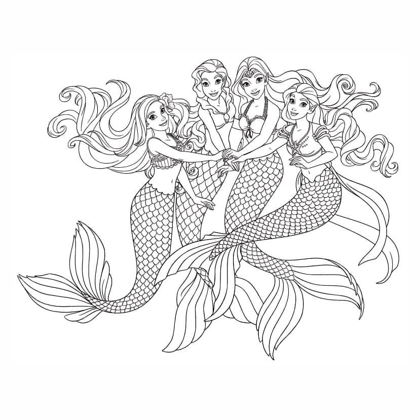 mermaid coloring page with intricate details.