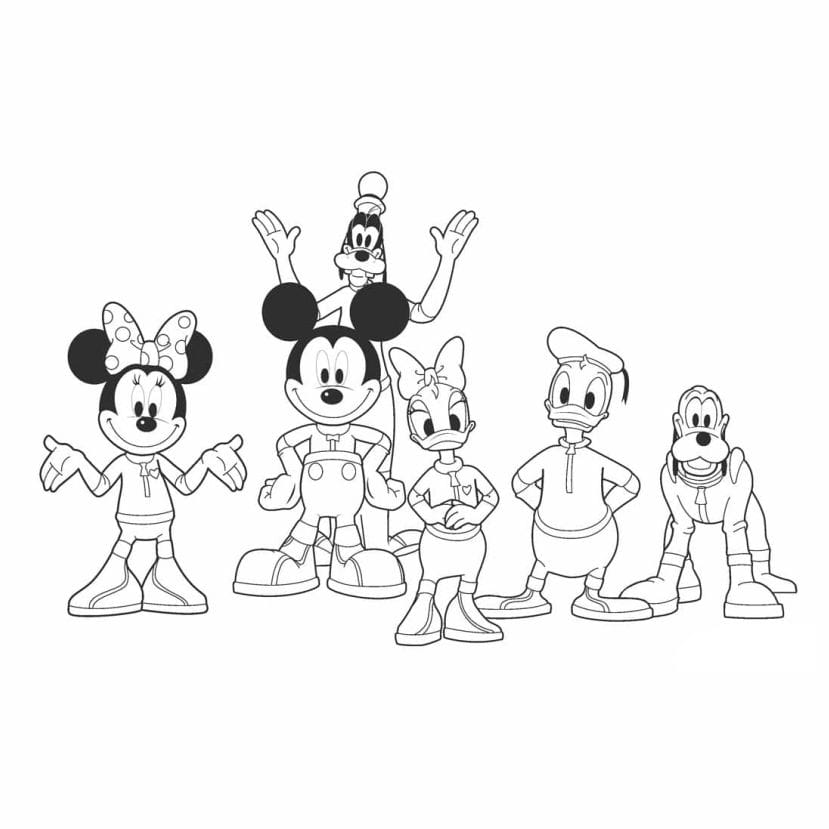 Mickey Mouse and friends group coloring page