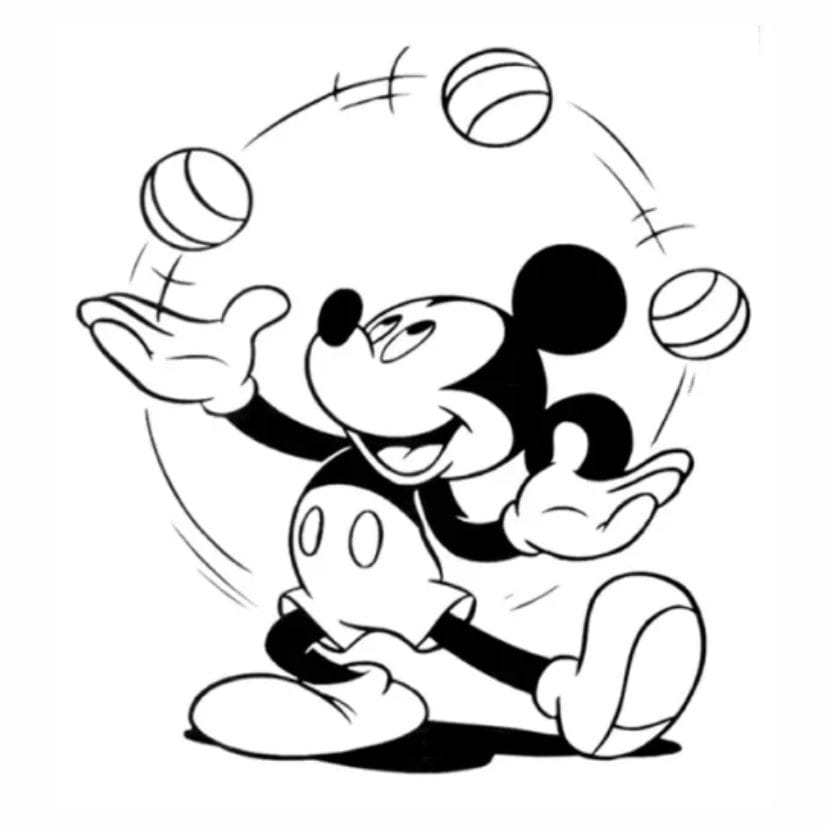 Mickey Mouse juggling coloring page