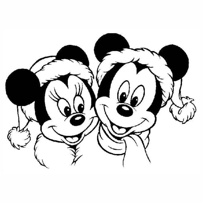 Mickey and Minnie Mouse classic pose coloring page