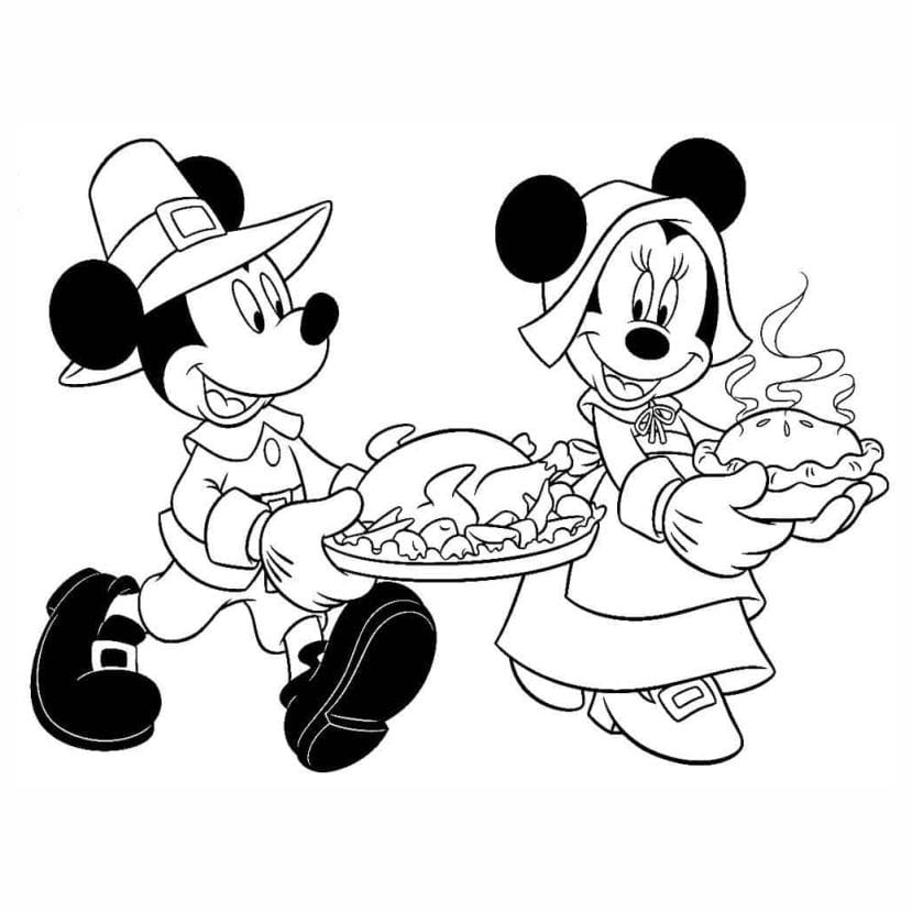 Mickey and Minnie Mouse romantic coloring page