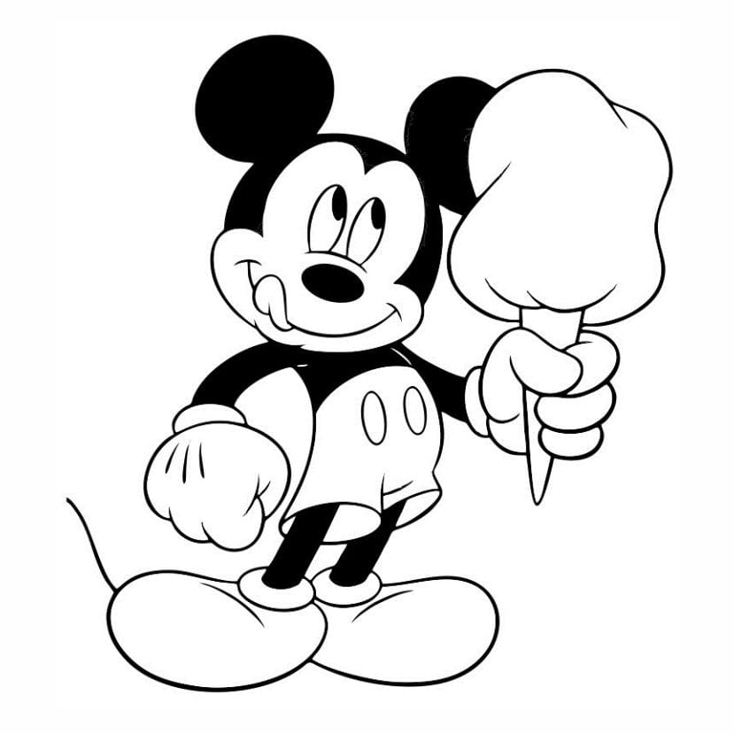 Mickey Mouse coloring page with waving pose