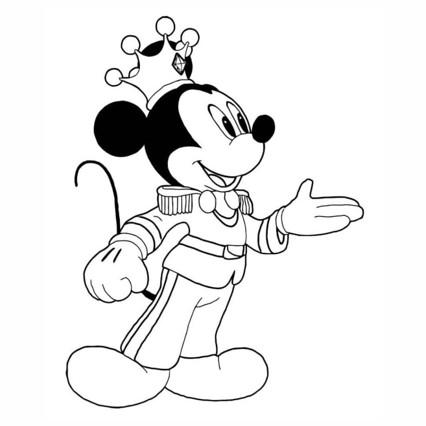 Mickey Mouse coloring sheet with thumbs up