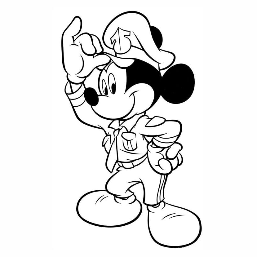 Mickey Mouse coloring sheet with happy expression