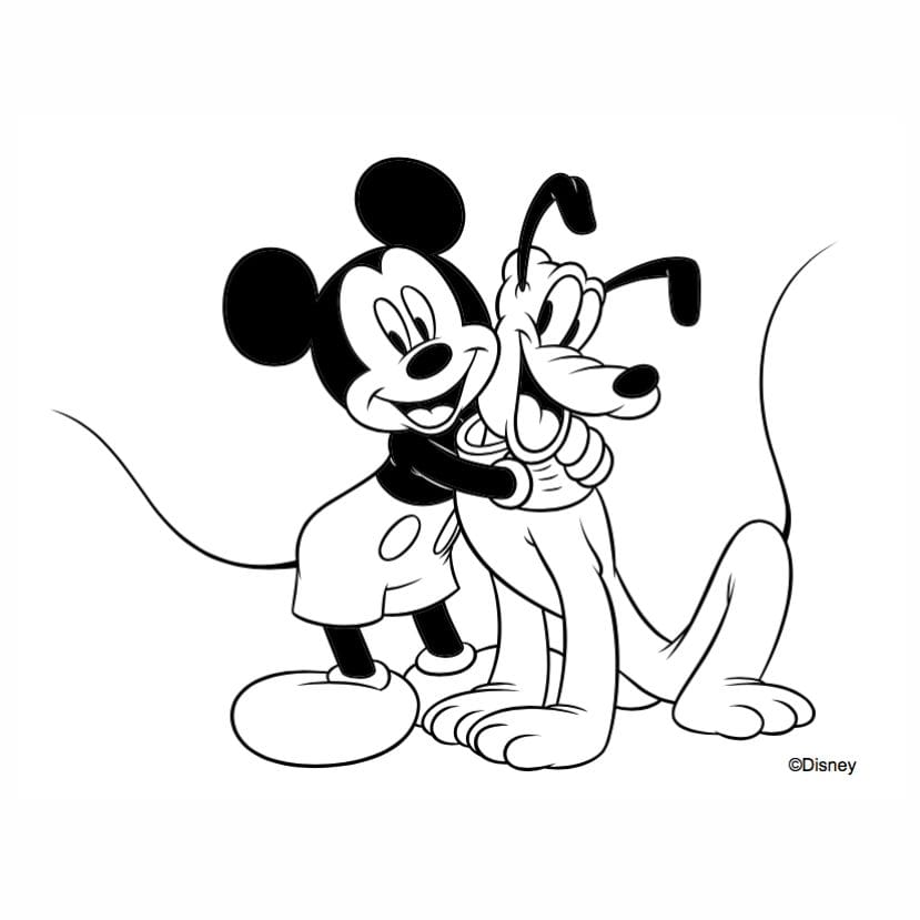 Mickey Mouse and Pluto coloring page