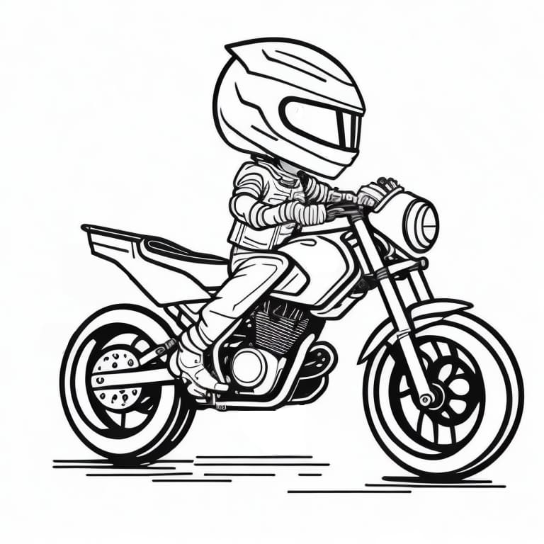 Coloring page of a mini motorcycle, perfect for kids to color.