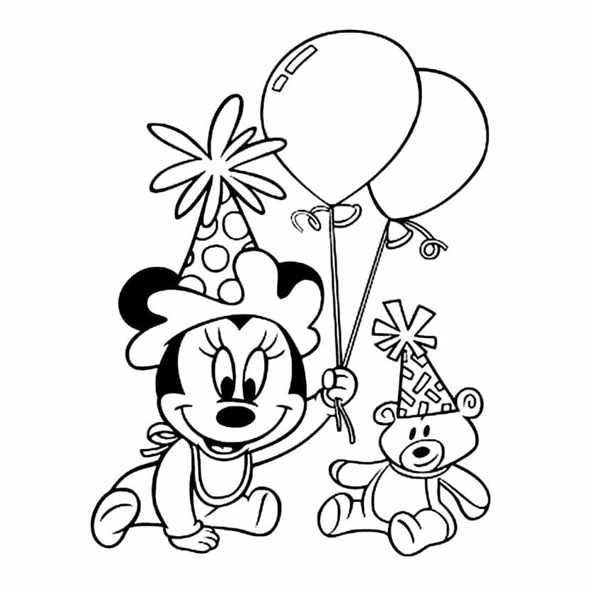 Minnie Birthday Coloring Page