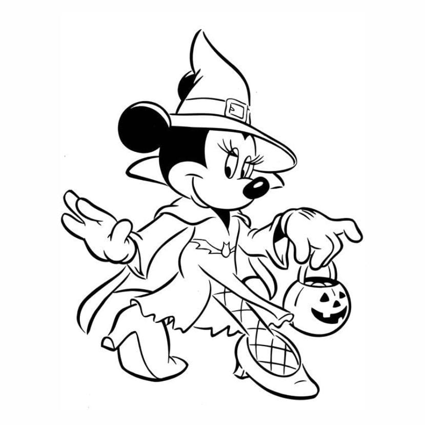 Minnie Halloween Coloring Page