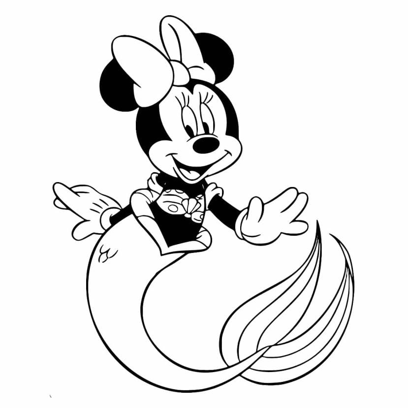 Minnie Mermaid Coloring Page