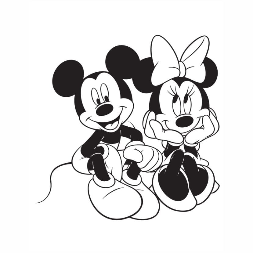 Minnie Next to Mickey Coloring Page