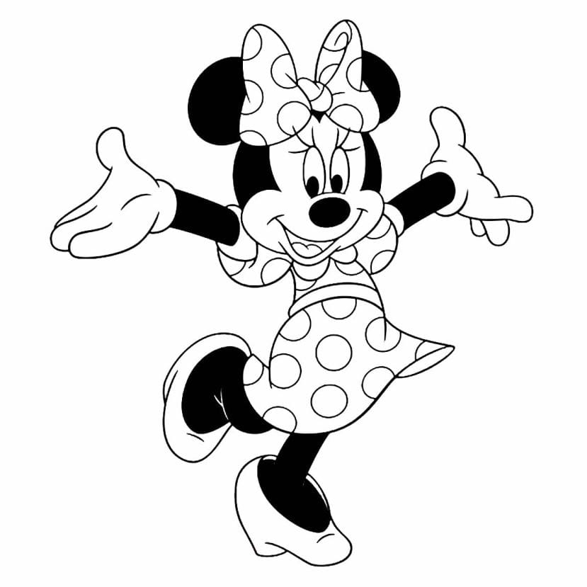 Minnie Super Happy Coloring Page