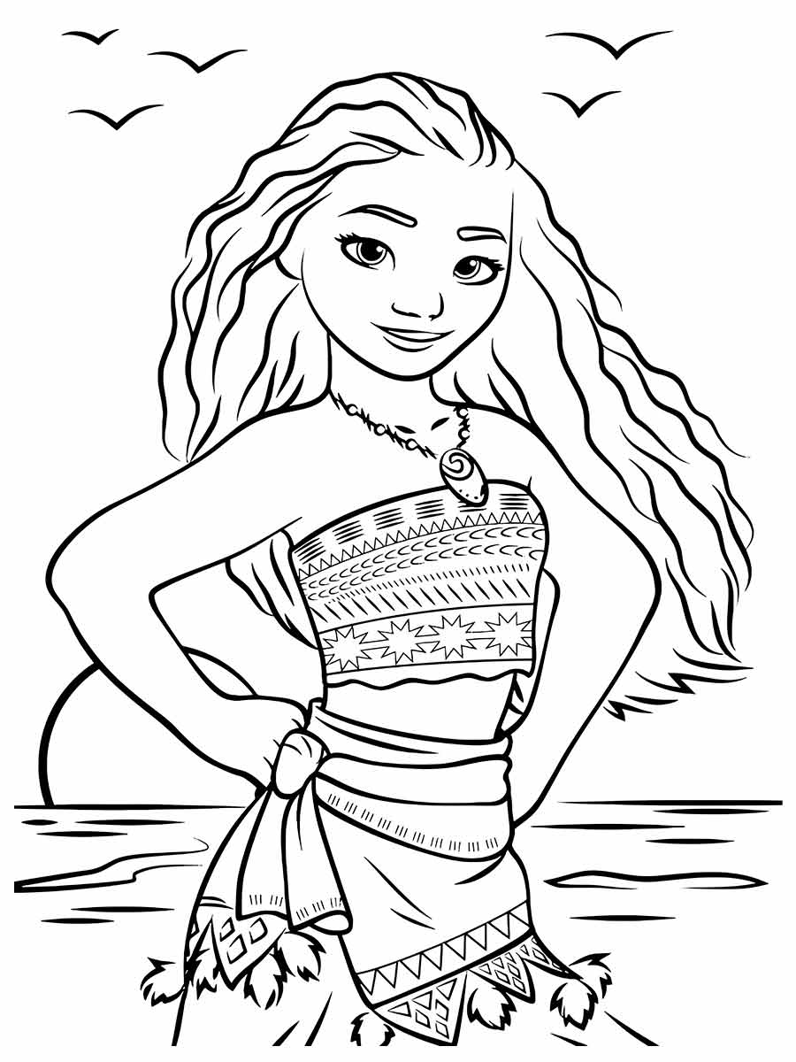 Moana girl coloring page.