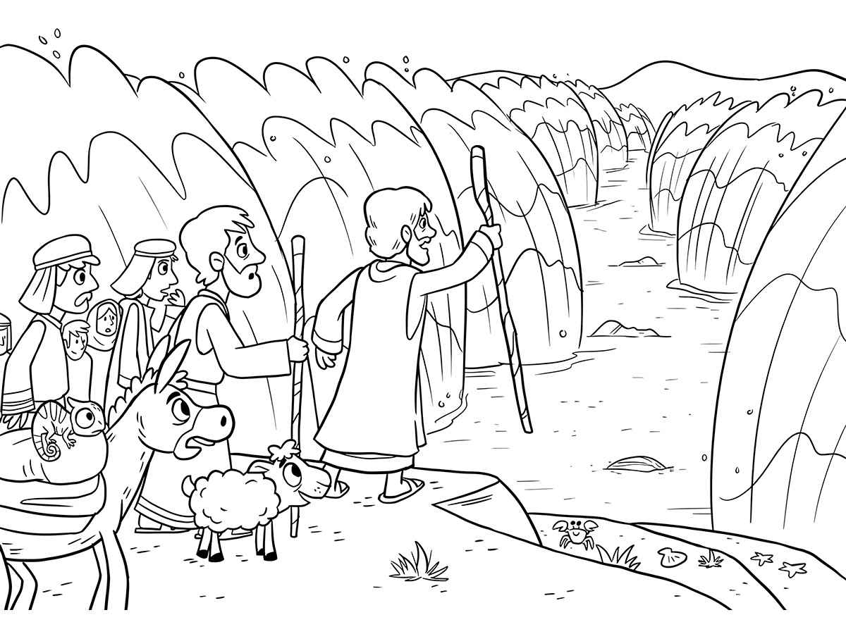 Moses Parting the Red Sea Coloring Page