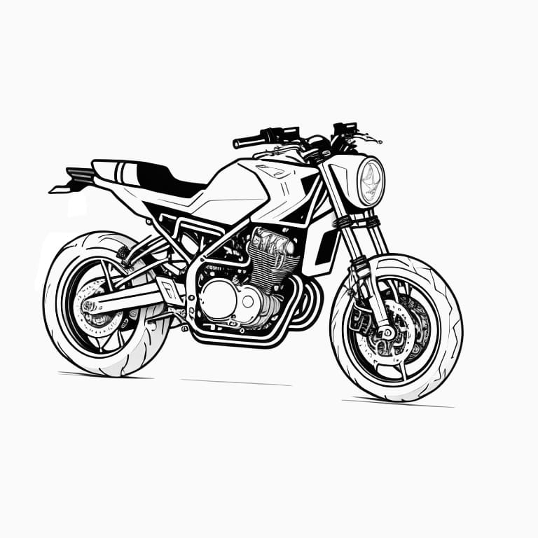 Coloring page of a motocross motorcycle, ideal for kids who love off-road adventures.