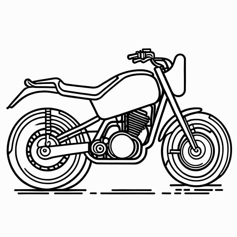 Simple motorcycle coloring page, ready for kids to color.