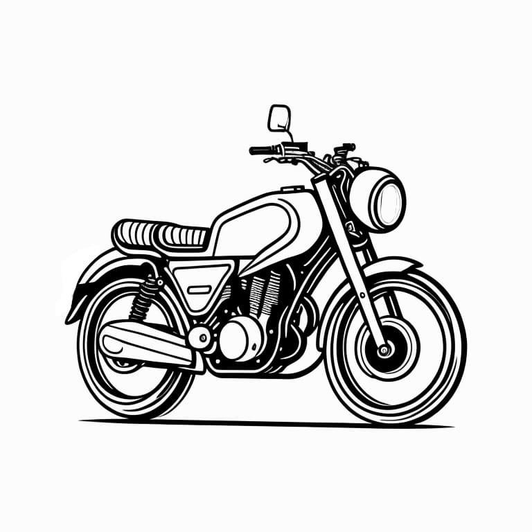 Simple motorcycle coloring page, number 125, ready for kids to color.