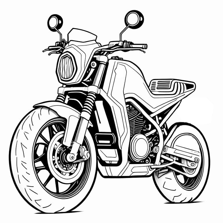 Printable motorcycle coloring page, number 13, perfect for kids to color and enjoy.