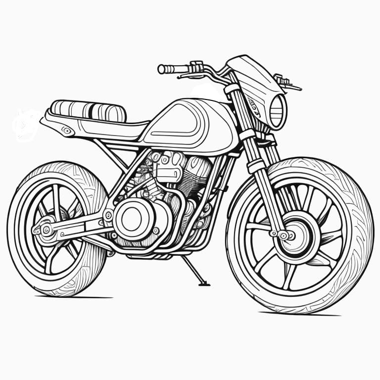 Printable motorcycle coloring page, ideal for kids to color.