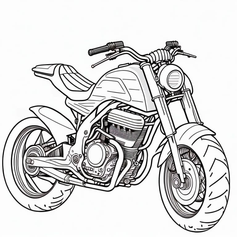 Simple and fun motorcycle coloring page, ready for kids to color.