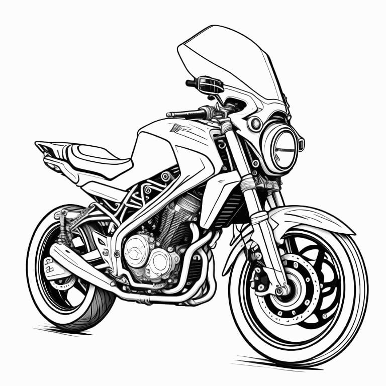 Simple motorcycle coloring page, number 160, ready for kids to color.