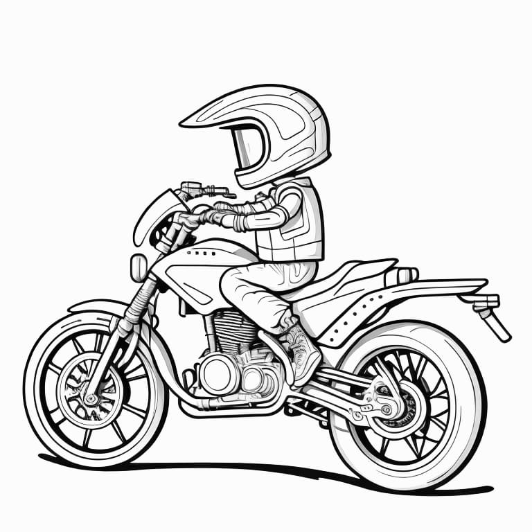 Simple and fun motorcycle coloring page, ready for kids to color.