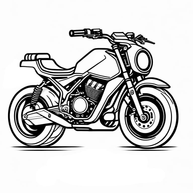 Simple motorcycle coloring page, ready for kids to color.