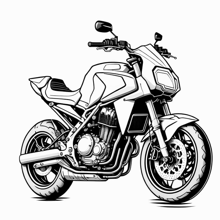 Detailed motorcycle coloring page, number 250, perfect for kids to color.