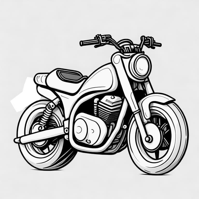 Coloring page of a motorcycle, ideal for kids to color and enjoy.