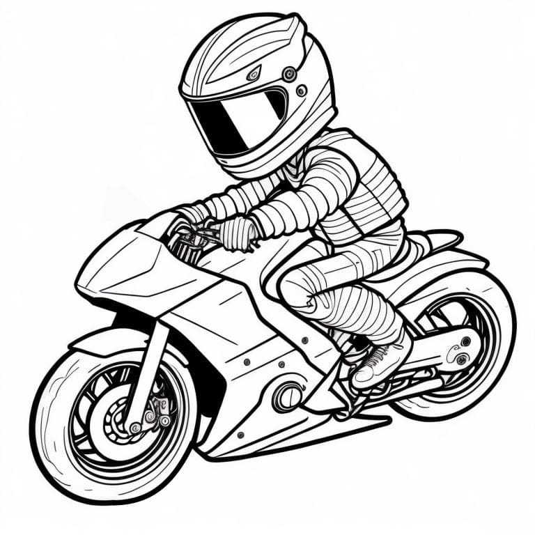 Simple motorcycle coloring page, ready for kids to color.